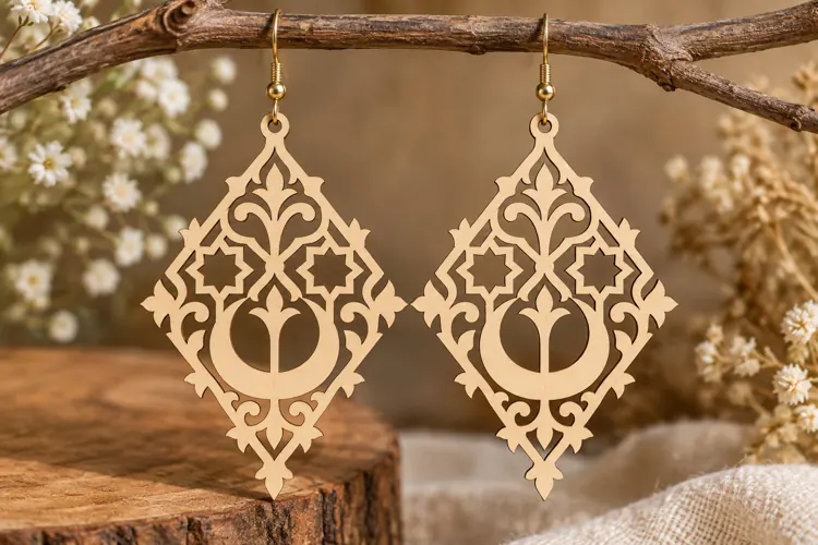 Diamond Crescent Earrings Laser Cut SVG File diamond earring