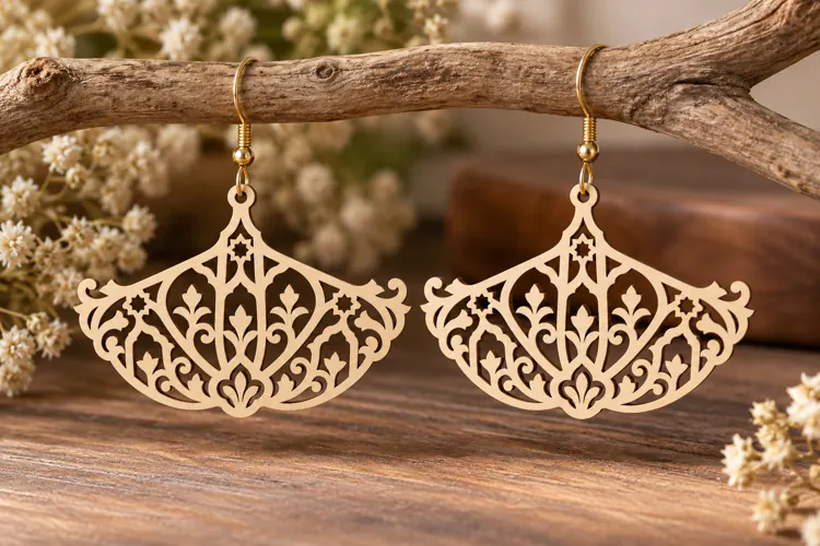 Floral Fan Earrings Laser Cut SVG File fan earrings svg