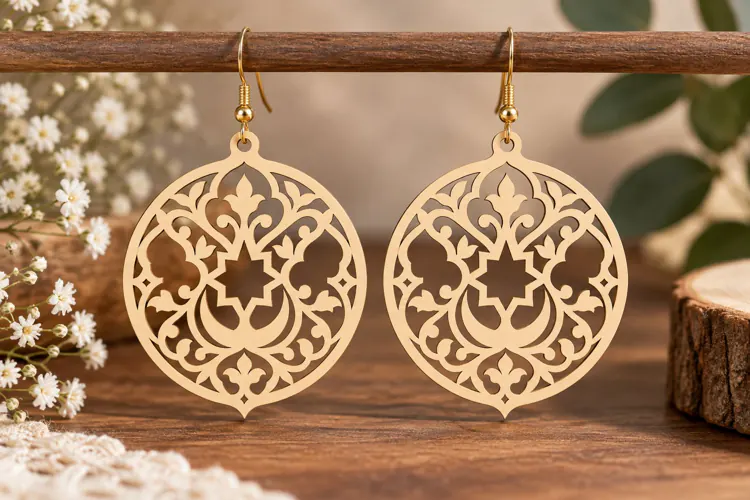 Round Crescent Earrings Laser Cut SVG File round earrings