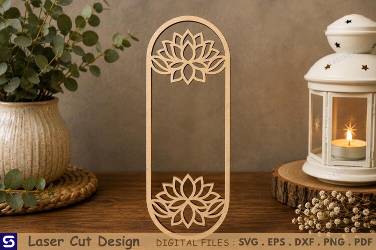 3D Sacred Lotus Arch Bookmark Laser Cut File example image 1