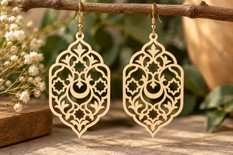 Oval Crescent Earrings Laser Cut SVG File oval earrings svg,