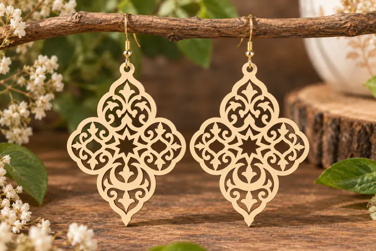 Ornate Arabesque Earrings Laser Cut SVG File arabesque earri