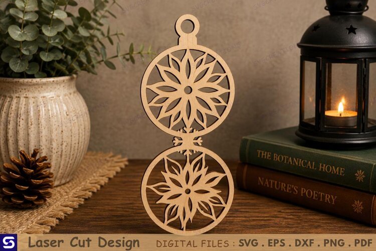 3D Geometric Flower Double Roundel Standee Laser Cut File example image 1