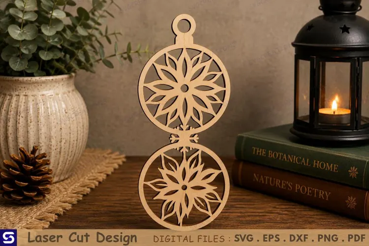 3D Geometric Flower Double Roundel Standee Laser Cut File