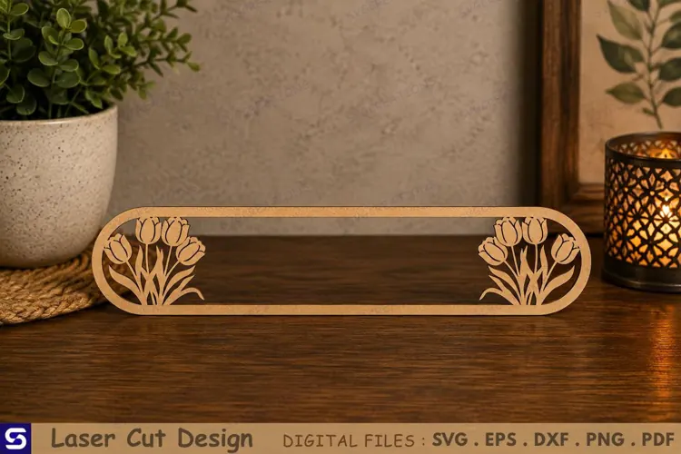 3D Tulip Horizontal Arch Bookmark Laser Cut File