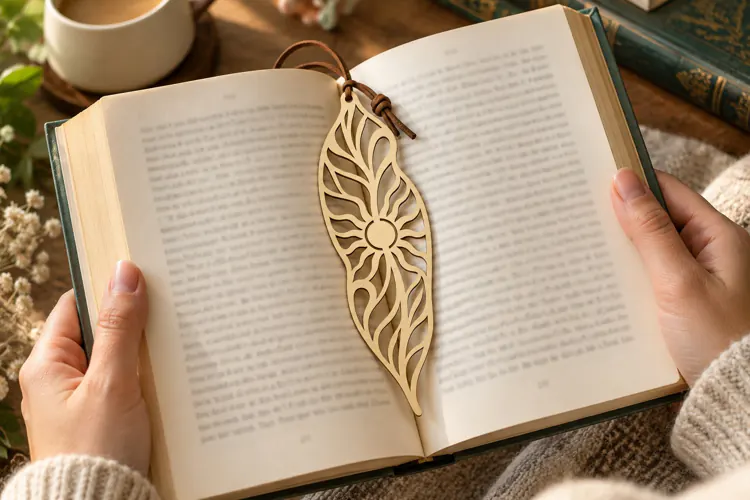 Elegant Leaf Bookmark Laser Cut SVG File leaf bookmark svg,