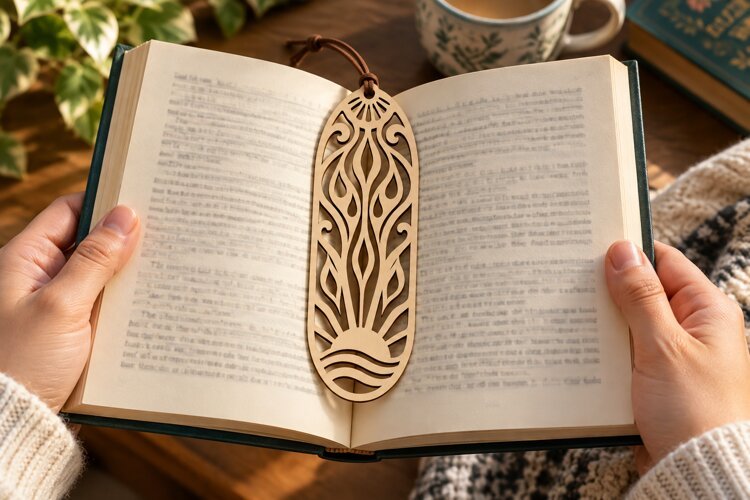 Feather Leaf Bookmark Laser Cut SVG File feather bookmark sv example image 1