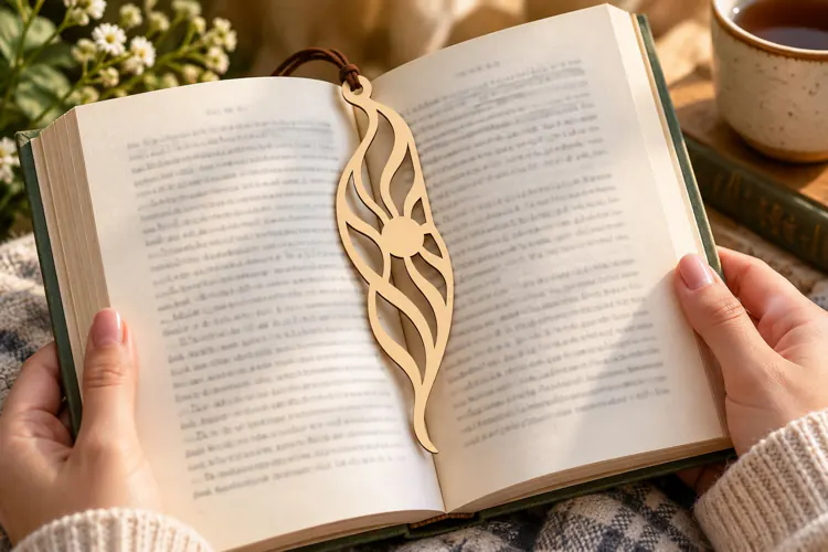 Curved Leaf Bookmark Laser Cut SVG File leaf bookmark svg,