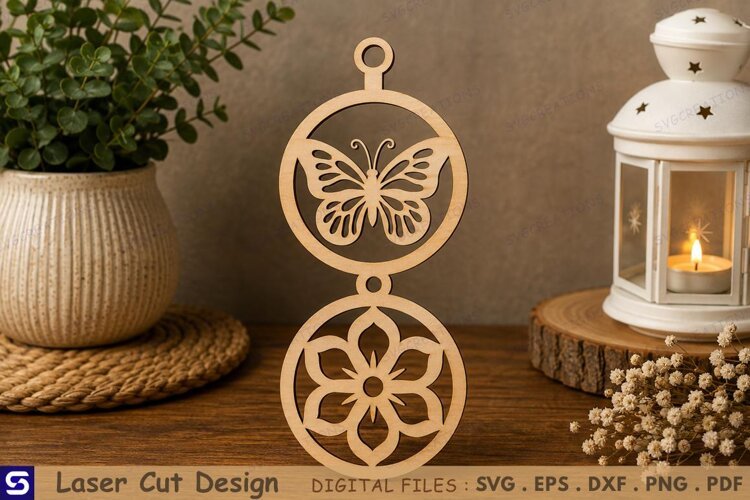 3D Butterfly & Floral Mandala Double Roundel Standee Laser example image 1