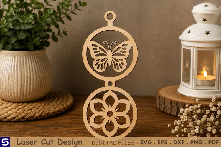 3D Butterfly & Floral Mandala Double Roundel Standee Laser