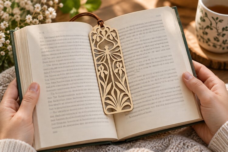 Botanical Floral Bookmark Laser Cut SVG File botanical bookm example image 1