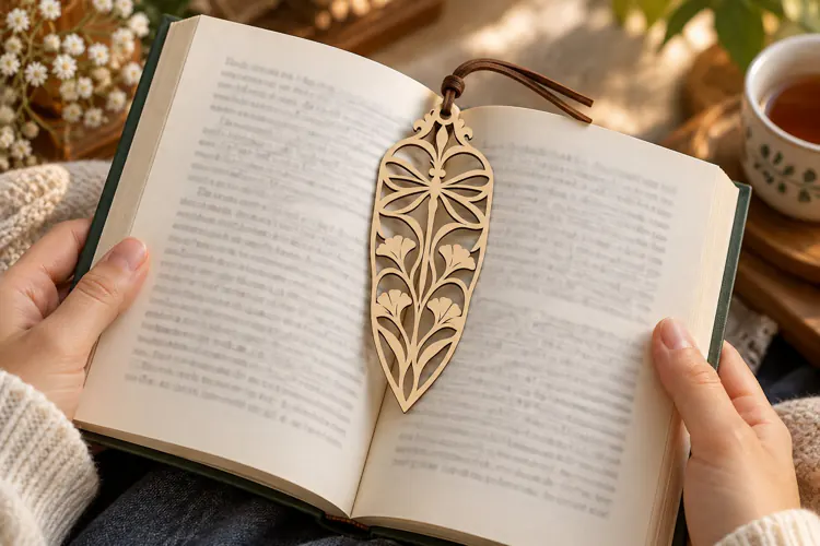 Floral Leaf Bookmark Laser Cut SVG File floral bookmark svg,