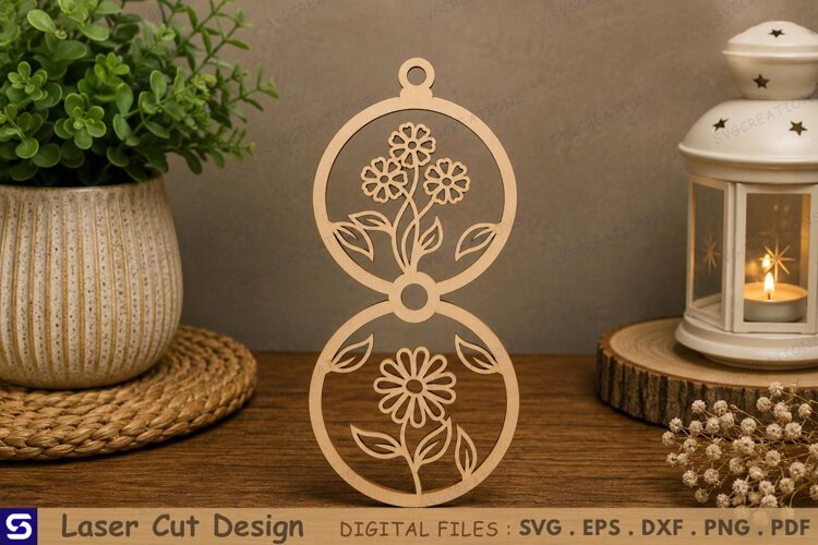 3D Wildflower Double Roundel Standee Laser Cut File example image 1
