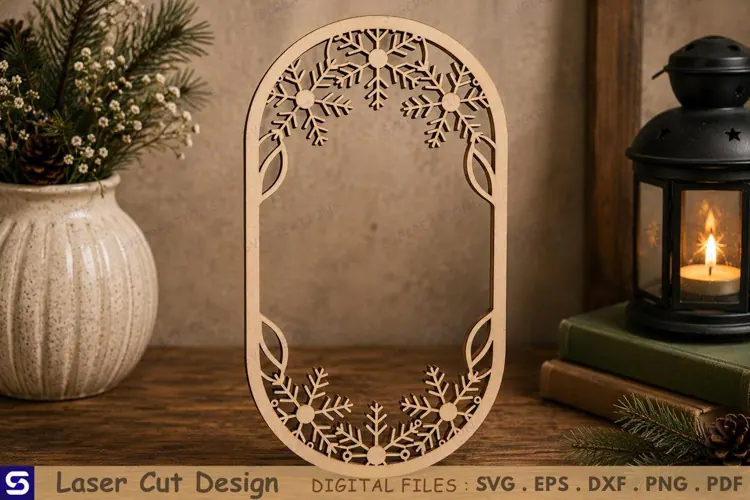 3D Winter Snowflake Arch Bookmark Laser Cut File