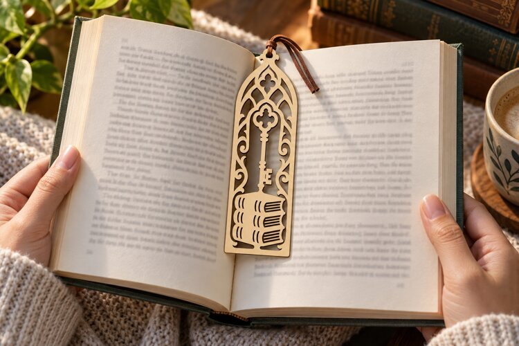 Library Arch Bookmark Laser Cut SVG File library bookmark sv example image 1