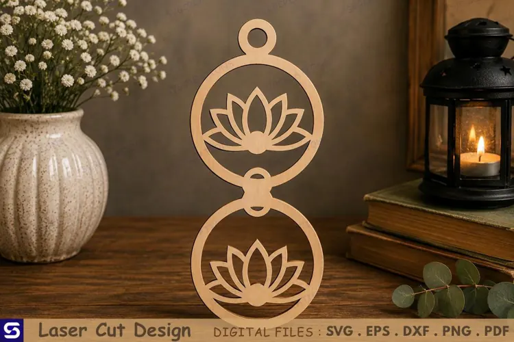 3D Lotus Flower Double Roundel Standee Laser Cut File