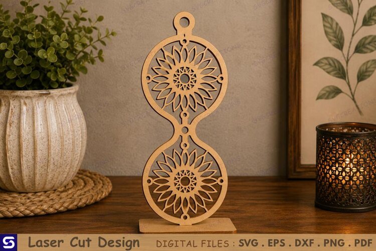 3D Radiant Sunburst Mandala Double Roundel Standee Laser Cut example image 1