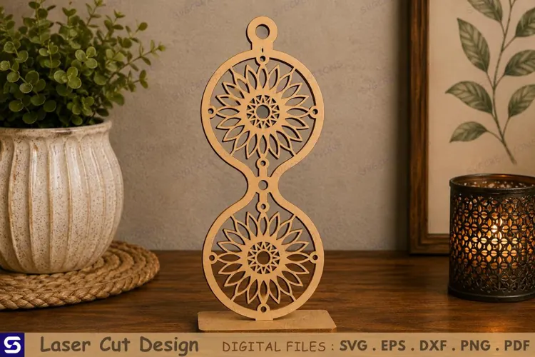 3D Radiant Sunburst Mandala Double Roundel Standee Laser Cut