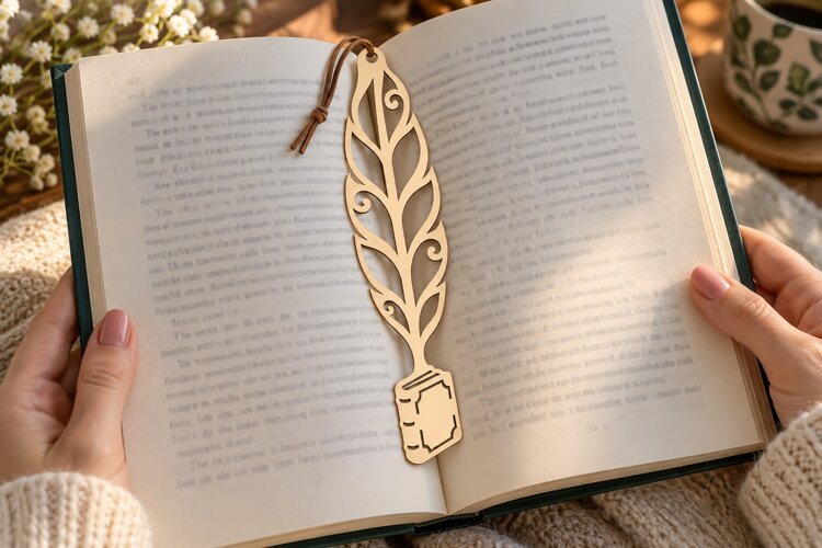 Feather Bookmark Laser Cut SVG File feather bookmark svg, fe example image 1