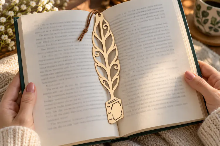 Feather Bookmark Laser Cut SVG File feather bookmark svg, fe