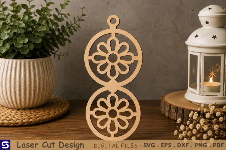 3D Daisy Mandala Double Roundel Standee Laser Cut File