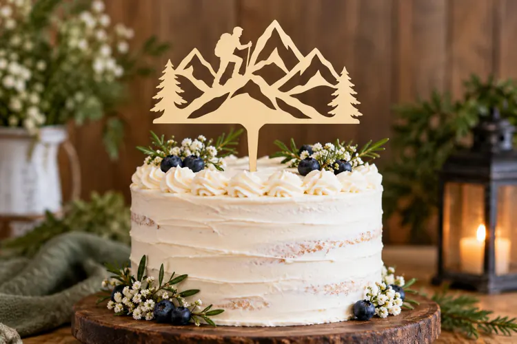 Mountain Adventure Cake Topper Laser Cut SVG File mountain