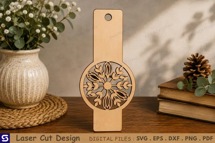 3D Geometric Flower Mandala Bookmark Laser Cut File