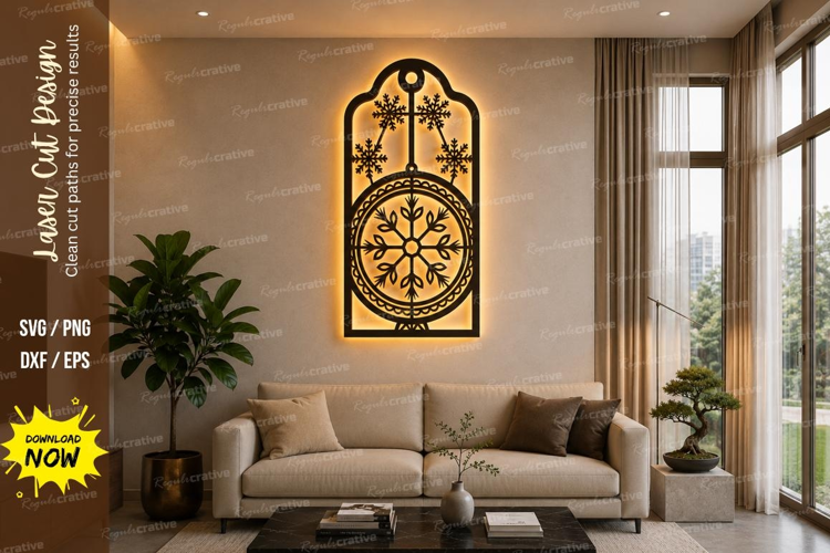 Floral Snowflake Wall Decor Laser Cut SVG File