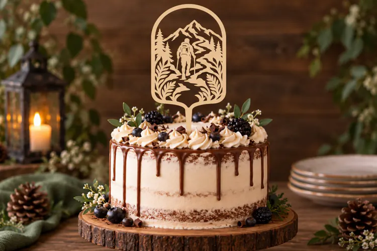 Mountain Forest Cake Topper Laser Cut SVG File mountain cake
