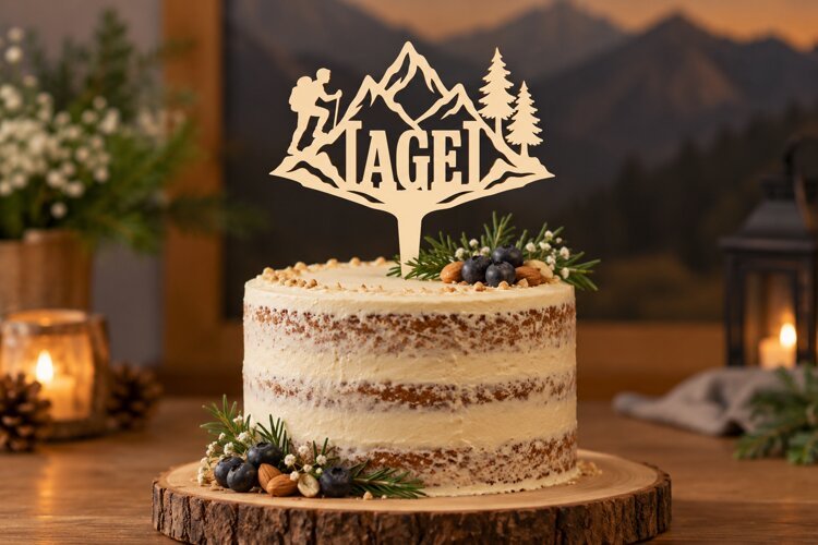 Custom Mountain Name Cake Topper Laser Cut SVG File custom example image 1