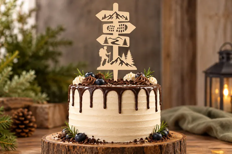 Hiking Signpost Cake Topper Laser Cut SVG File hiking signpo