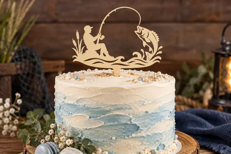 Fishing Adventure Cake Topper Laser Cut SVG File fishing cak