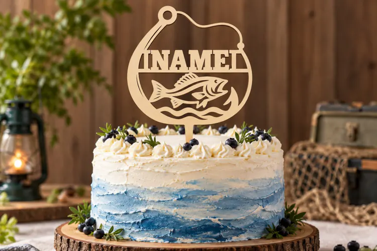 Fishing Dock Cake Topper Laser Cut SVG File fishing cake