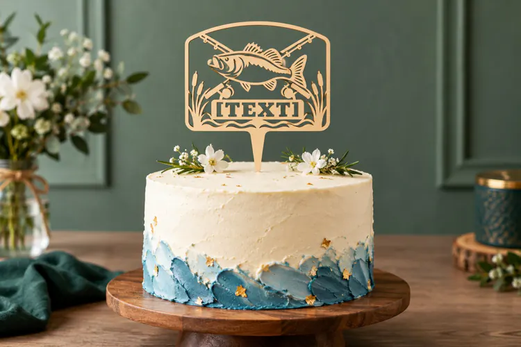 Personalized Fish Cake Topper Laser Cut SVG File personalize