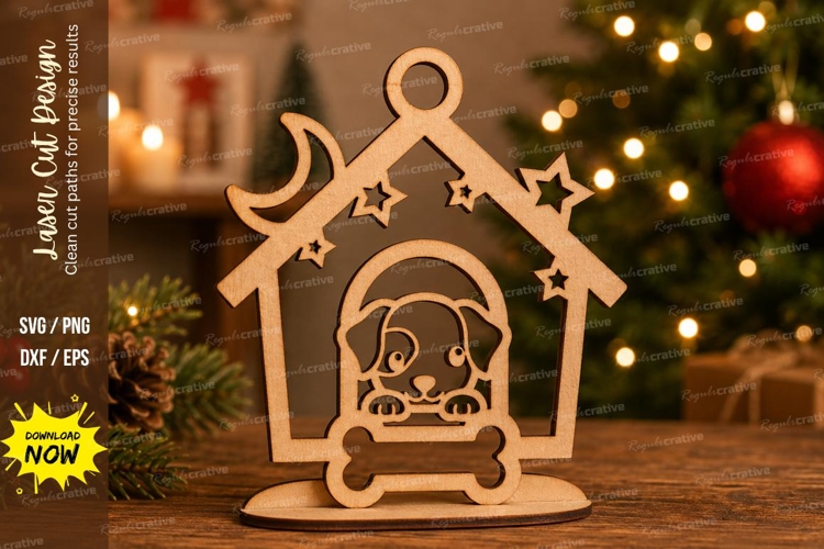 Dog House Ornament Laser Cut SVG File