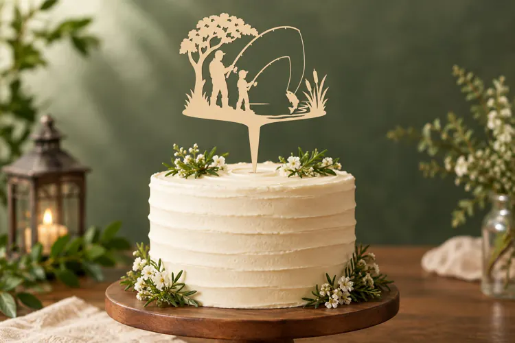 Lakeside Fishing Cake Topper Laser Cut SVG File fishing cak