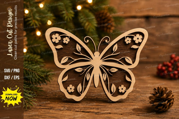 Floral Butterfly Laser Cut SVG File