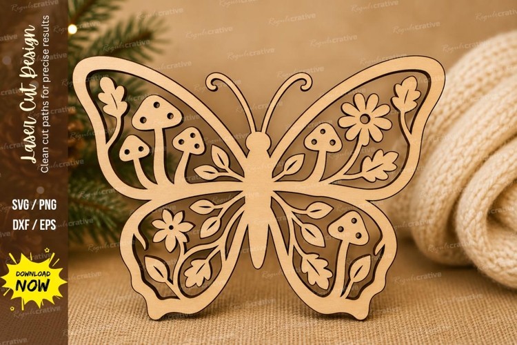 Mushroom Butterfly Laser Cut SVG File
