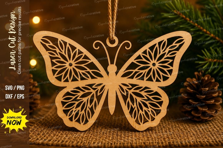Floral Wing Butterfly Laser Cut SVG File