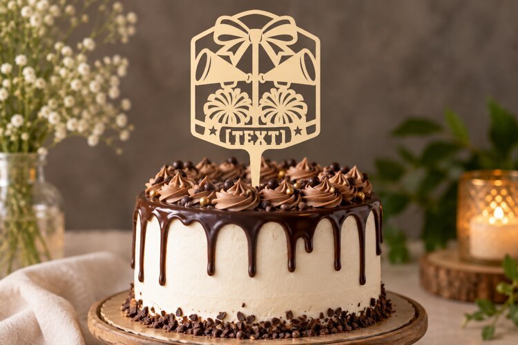 Birthday Gift Cake Topper Laser Cut SVG File birthday cake example image 1