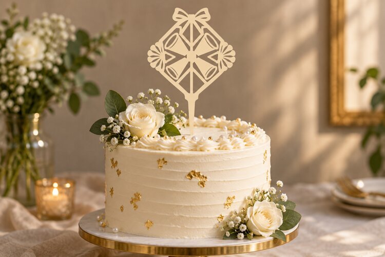 Geometric Star Cake Topper Laser Cut SVG File geometric topp example image 1