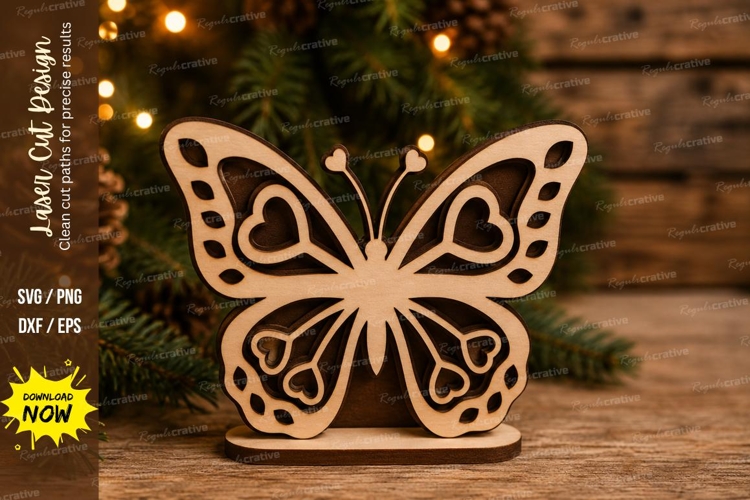 Heart Wing Butterfly Laser Cut SVG File