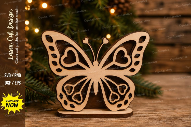 Heart Wing Butterfly Laser Cut SVG File