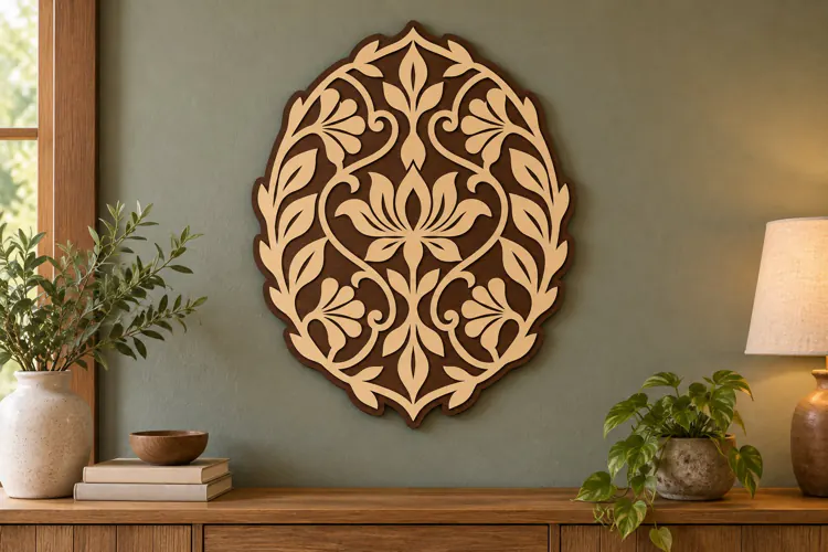 Oval Floral Wall Art Laser Cut SVG File oval floral svg,