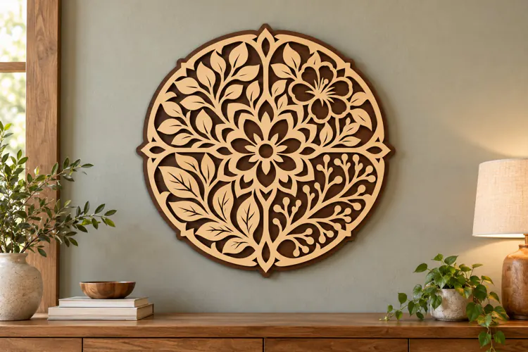 Floral Mandala Wall Art Laser Cut SVG File floral mandala