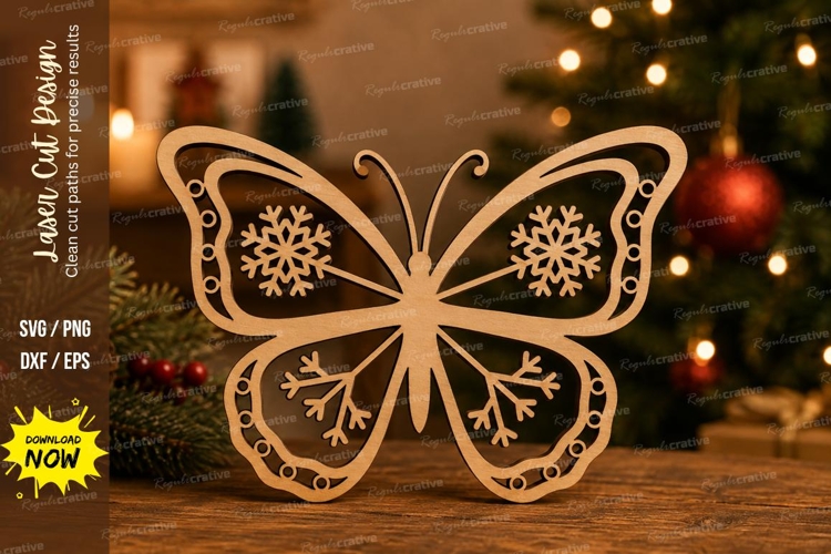 Snowflake Butterfly Laser Cut SVG File
