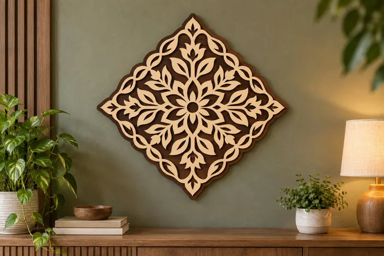 Diamond Floral Mandala Laser Cut SVG File diamond floral svg