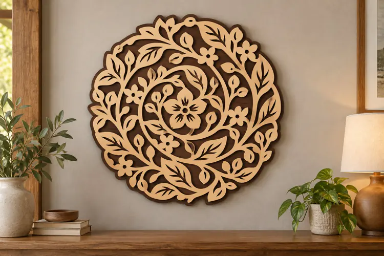 Ornate Floral Circle Laser Cut SVG File ornate floral svg,