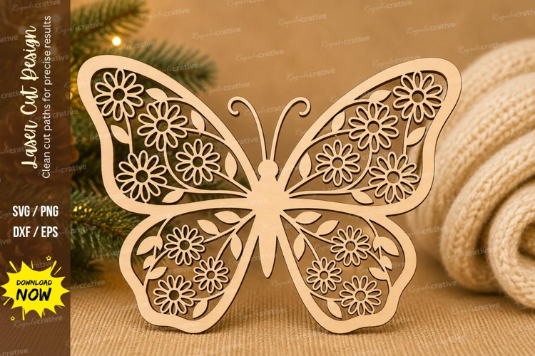 Daisy Butterfly Laser Cut SVG File
