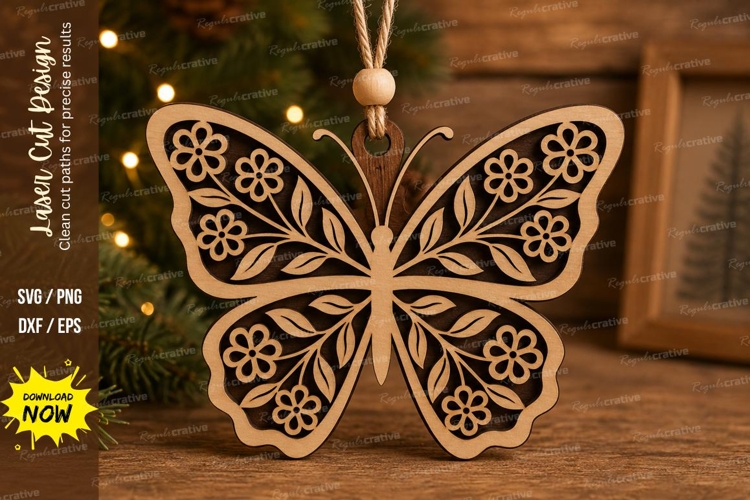Flower Wing Butterfly Laser Cut SVG File